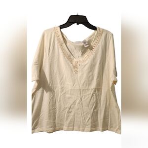 Villager Cream Short Sleeve Blouse/Embroidery - Size 3